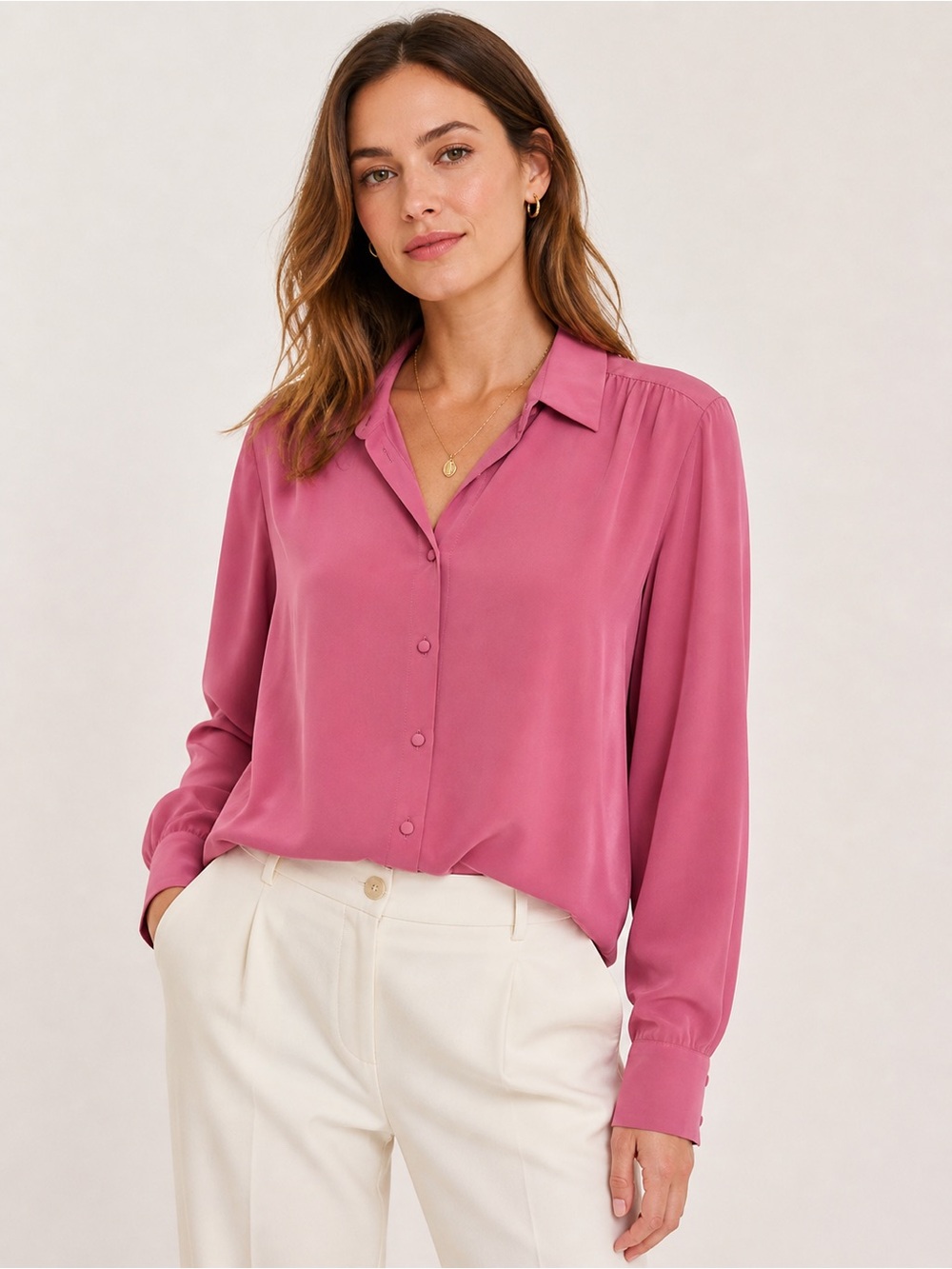 Weekend Max Mara Silk Blouse Pink Button Front | Like New | M/L